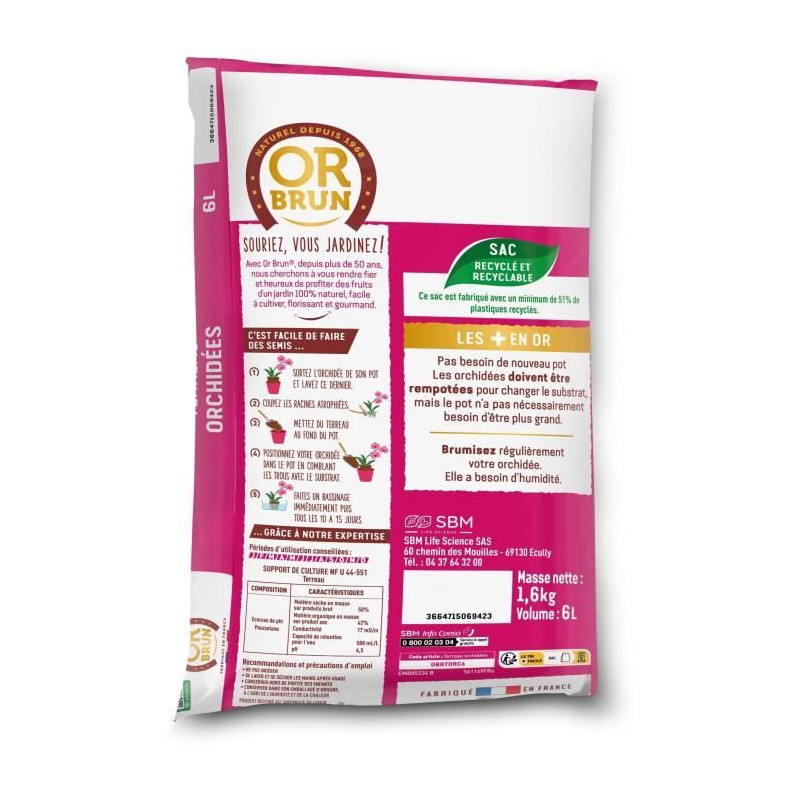 Orchid soil - BROWN GOLD - OBRTORC6U - 6L - Promotes growth