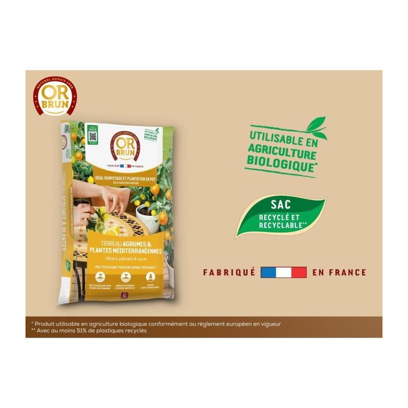 Citrus & Mediterranean Plants Soil - BROWN GOLD - OBRTAGR6U - 6L - Oli