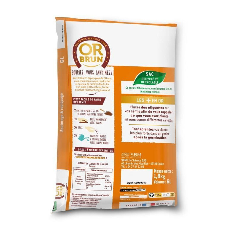 Seed Soil - BROWN GOLD - OBRTSEM6U - 6L - Improves Drainage - Optimal