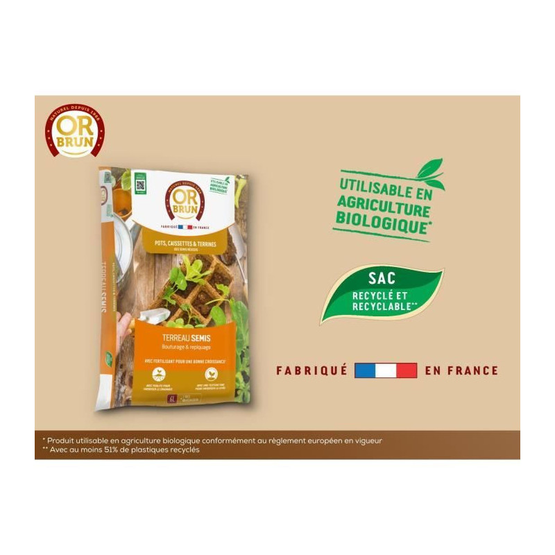 Seed Soil - BROWN GOLD - OBRTSEM6U - 6L - Improves Drainage - Optimal