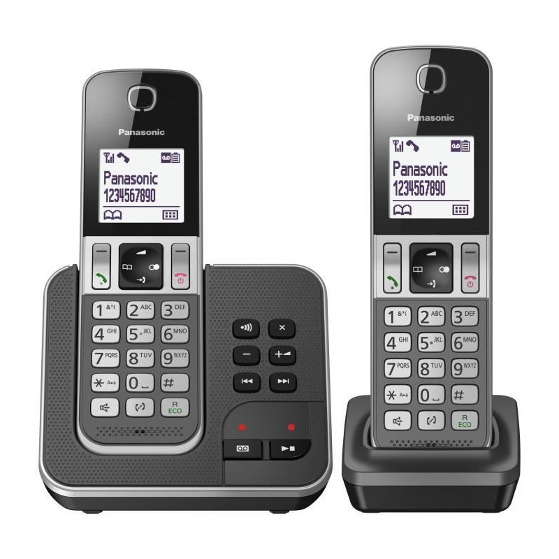 Panasonic KX-TGD322FRG Duo Cordless Telephone Answering Machine Black