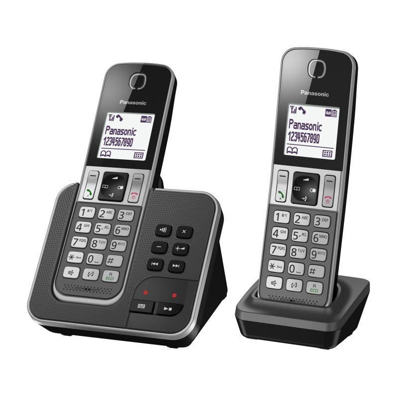 Panasonic KX-TGD322FRG Duo Cordless Telephone Answering Machine Black