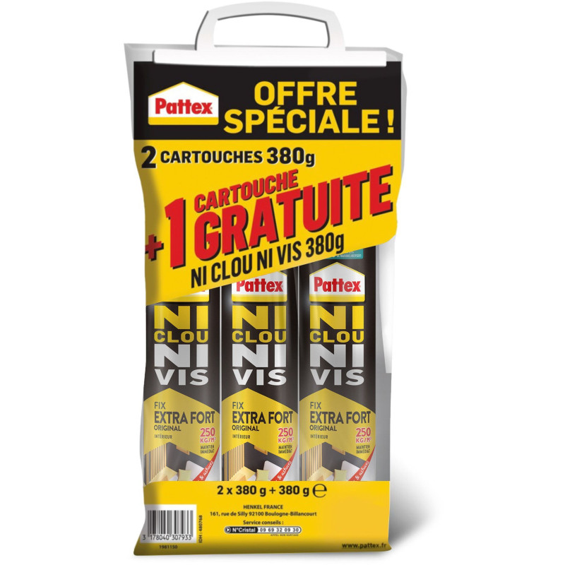 Pattex neither navel ni chrono screw - lot of 2 cartridges 310ml 380g
