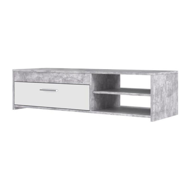Pilvi TV cabinet - White and light concrete - Contemporary - L 120 x D