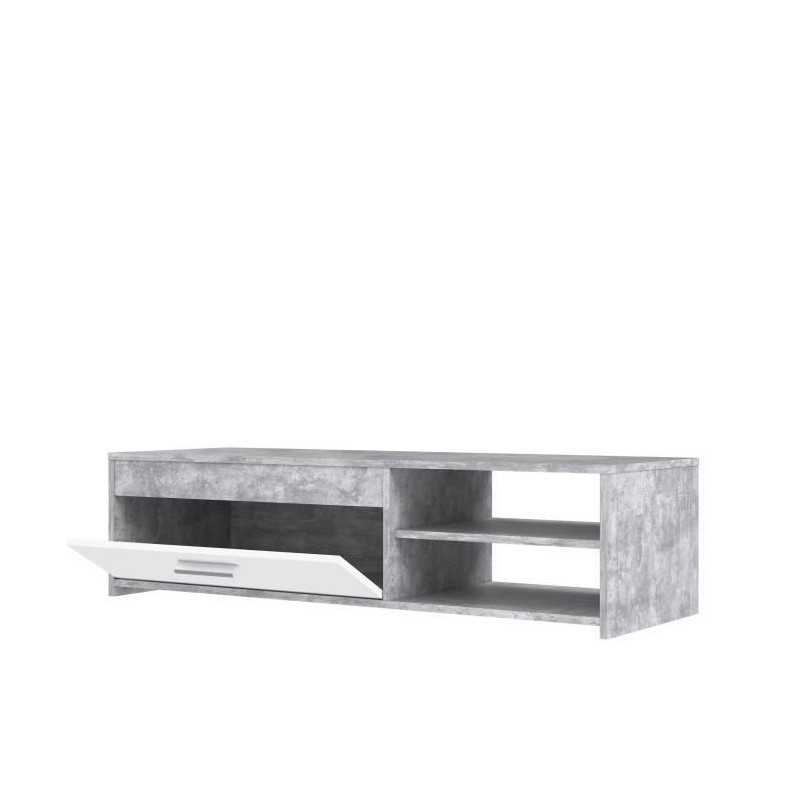 Pilvi TV cabinet - White and light concrete - Contemporary - L 120 x D