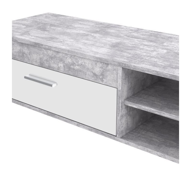 Pilvi TV cabinet - White and light concrete - Contemporary - L 120 x D