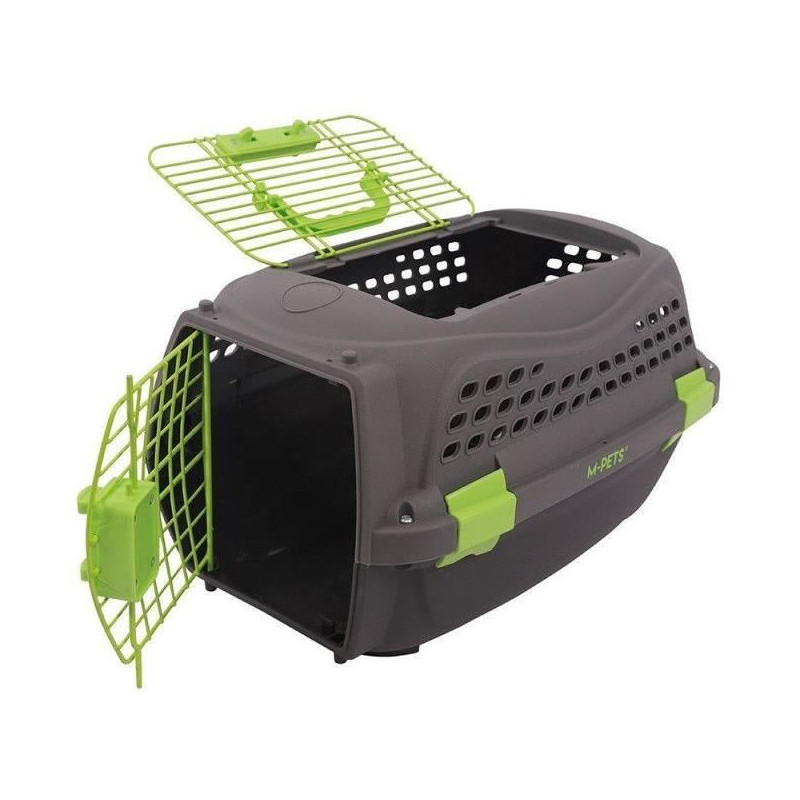 M.PETS ECO GIRO Cat Transport Crate - Plastic Cage - Size M - Gray