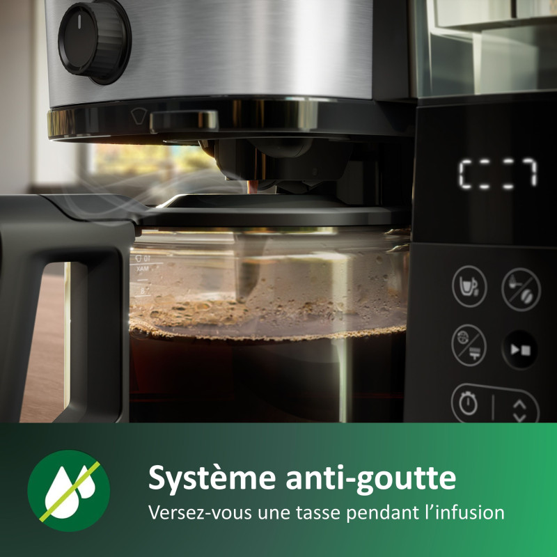 Filter coffee maker with integrated grinder - PHILIPS - HD7888/01 - Up