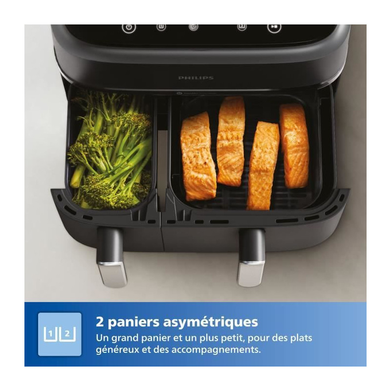 Oil-free fryer - PHILIPS - Airfryer XXL NA351/00 - Double tank 9L - 8