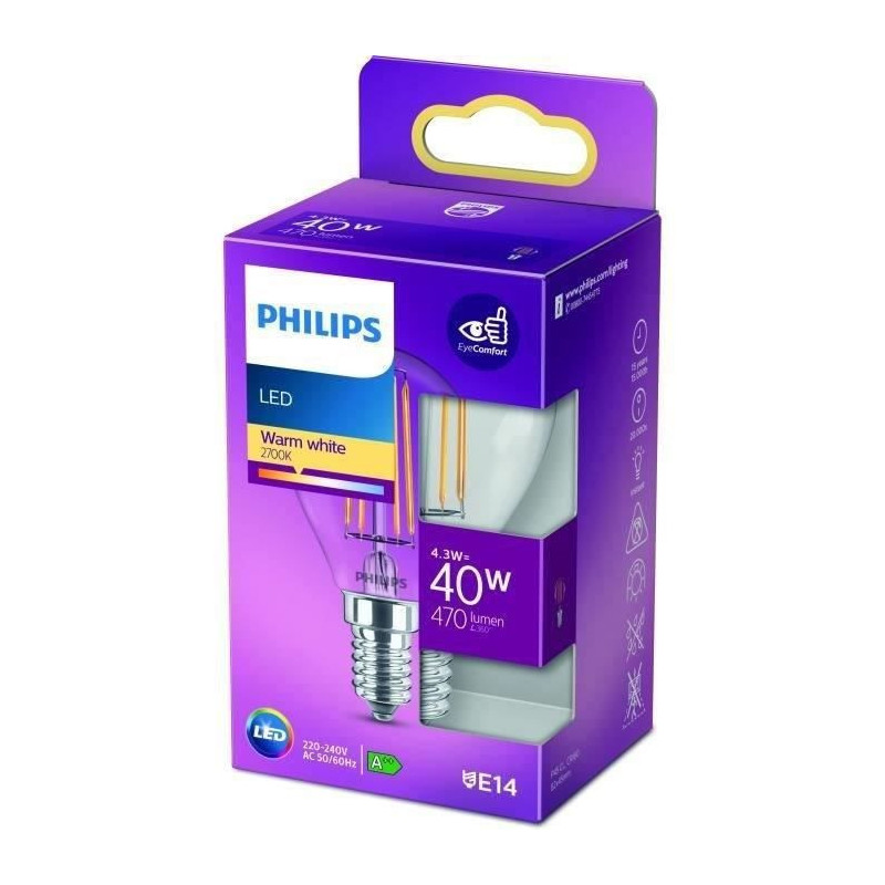 Philips LED Classic 40W Spherical E14 Warm White Non -Dimmable