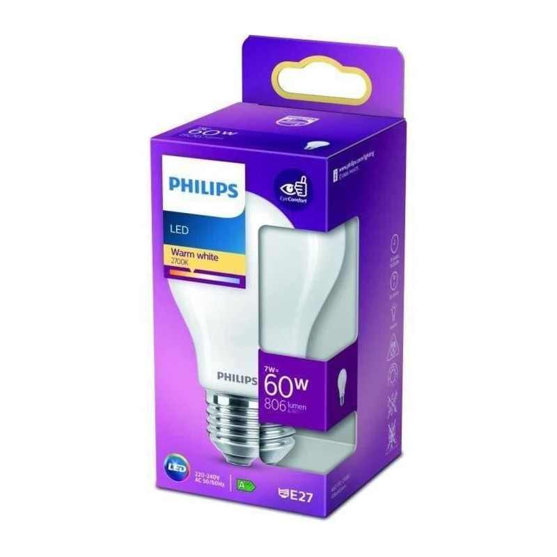 Standard LED Philips Non -Dimmable LED - Decoli Glass - E27 - 60W - Ho