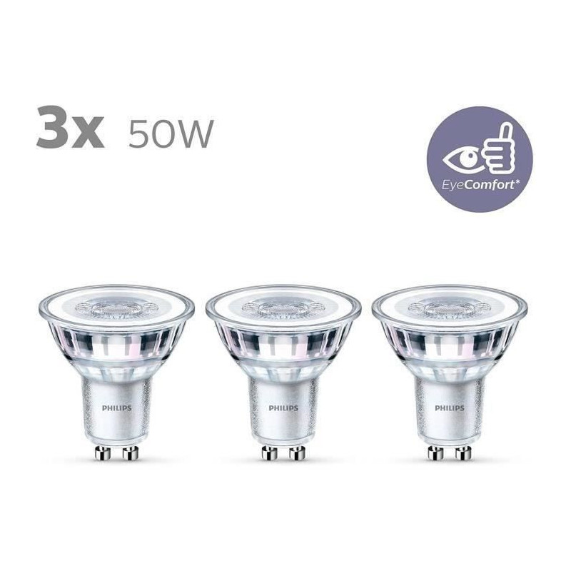 Philips, pack of 3 bulbs GU10 LED 50W, warm white