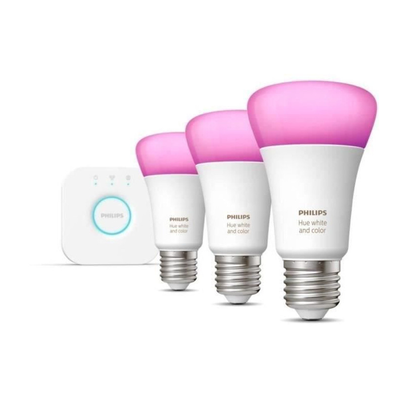 Philips Hue White and Color Ambiance, Starter Kit 3 Bulbs E27, 75W, Bl