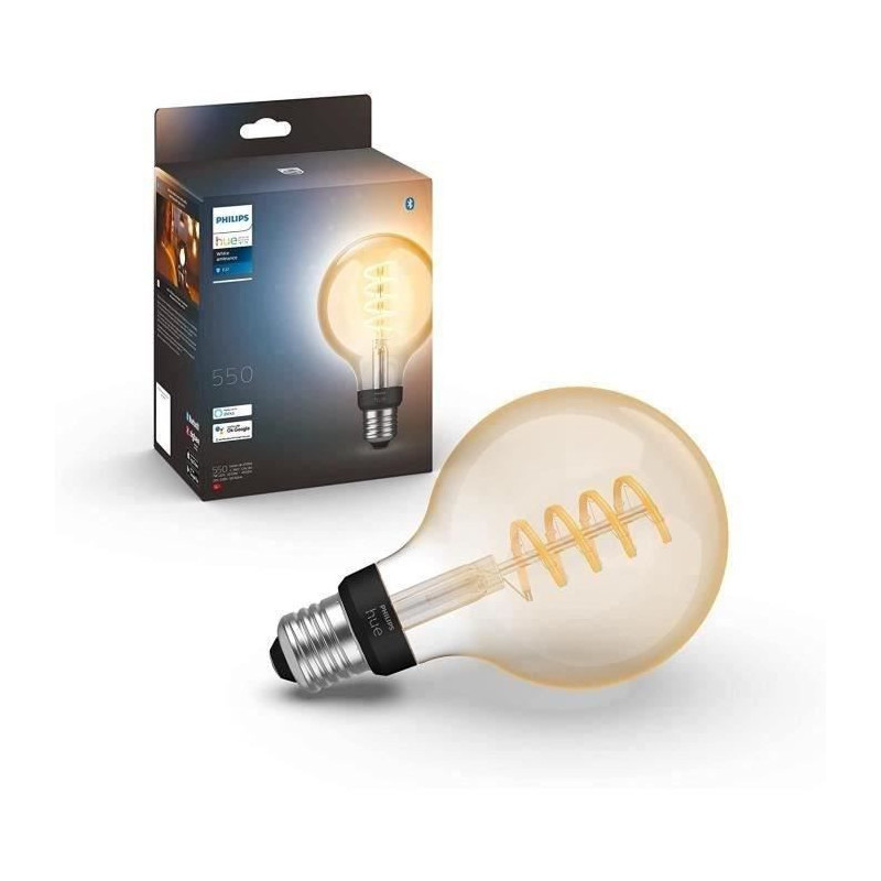 Philips Hue White Ambiance, LED Connected LED E27 Filament G93 Globe,