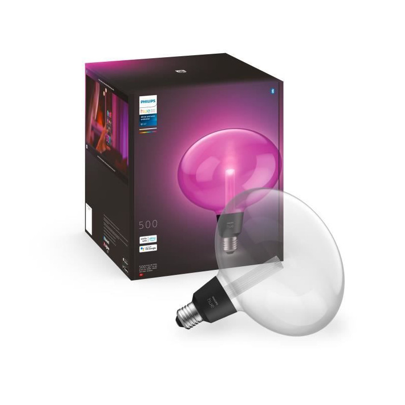 Philips Hue White and Color Ambiance, Ellipse E27 connected LED bulb,