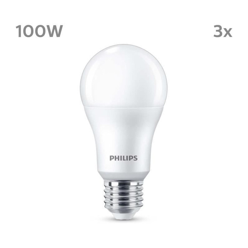 LED Bulb - PHILIPS - 100 W - A67 E27 - Cool White - Non-Dimmable x 3