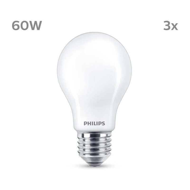 LED Bulb - PHILIPS - Classic - 60 W - A60 E27 - Warm White - Non-Dimma