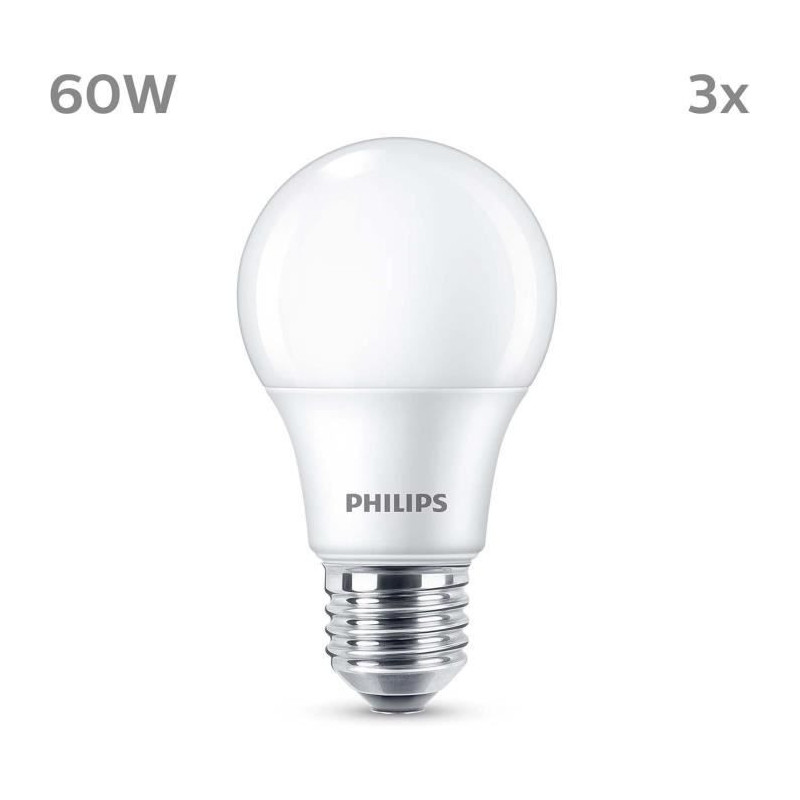 LED Bulb - PHILIPS - 60 W - E27 - Warm White - Frosted - Non-Dimmable