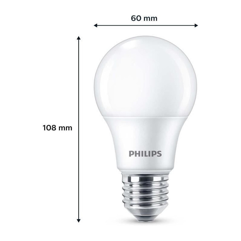 LED Bulb - PHILIPS - 60 W - E27 - Warm White - Frosted - Non-Dimmable
