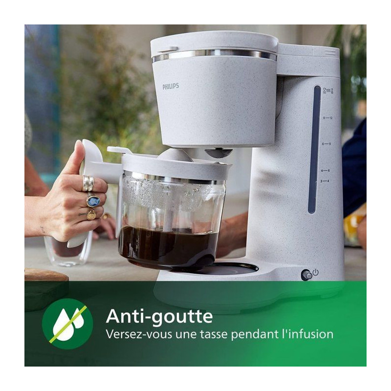 Filter coffee maker - PHILIPS - HD5120/00 - 1.2 L - Matt white - Eco-f
