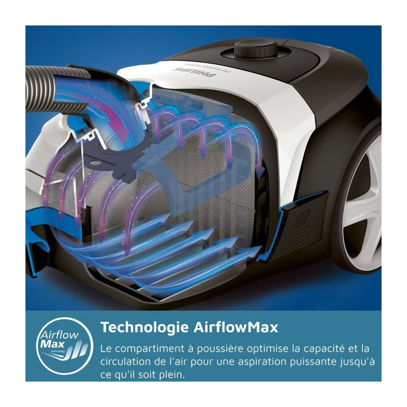 Cylinder vacuum cleaner with bag - PHILIPS - XD5123/10 - 900 W - 4 L -