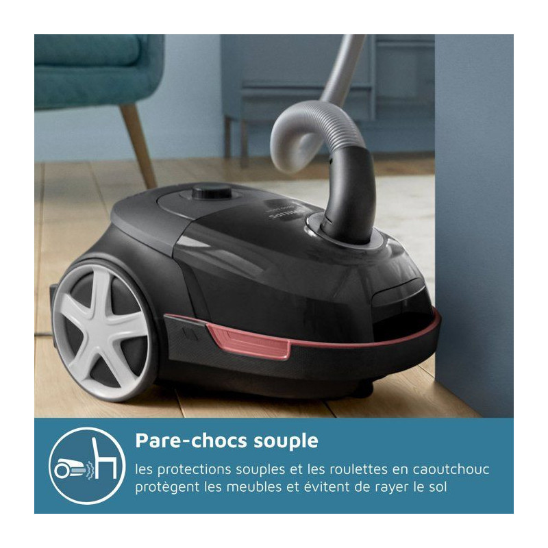 Cylinder vacuum cleaner with bag - PHILIPS - XD5123/10 - 900 W - 4 L -