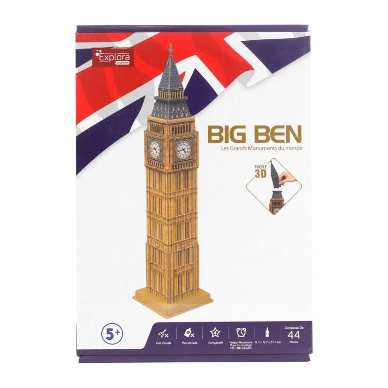 3D Puzzle - Big Ben - Construction Game - EXPLORA - 44 pieces - Ages 5