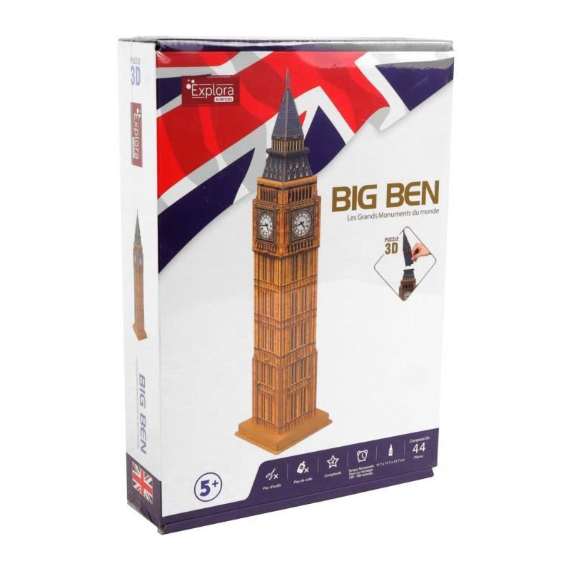 3D Puzzle - Big Ben - Construction Game - EXPLORA - 44 pieces - Ages 5
