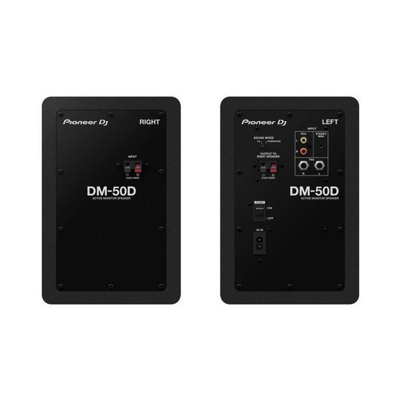 Pair of Pioneer DJ DM-50D monitoring speakers - Bass Reflex - 2x25W -