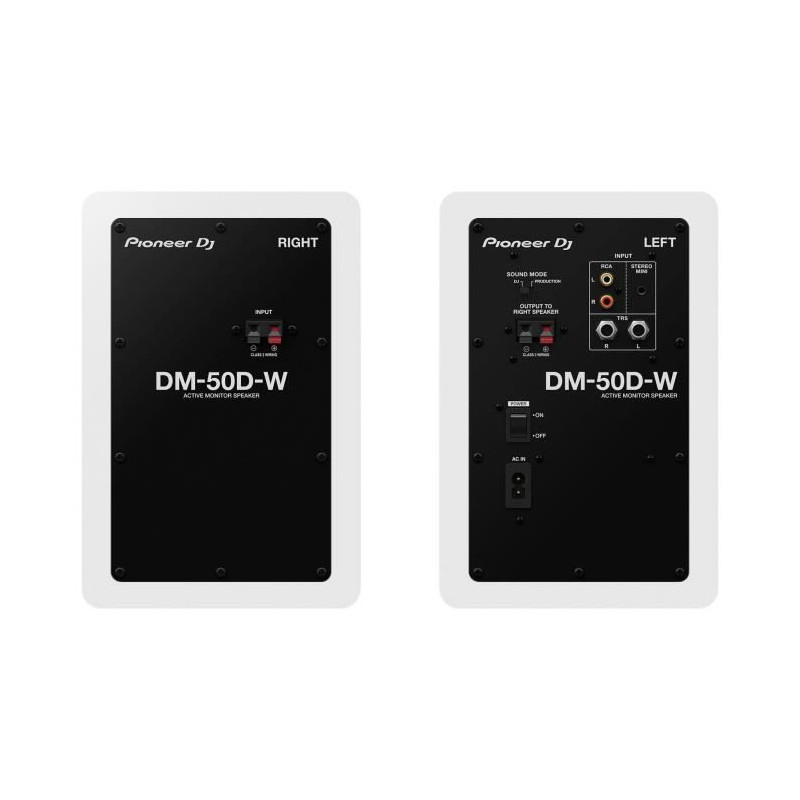Pair of Pioneer DJ DM-50D-W monitoring speakers - Bass Reflex - 2x25W