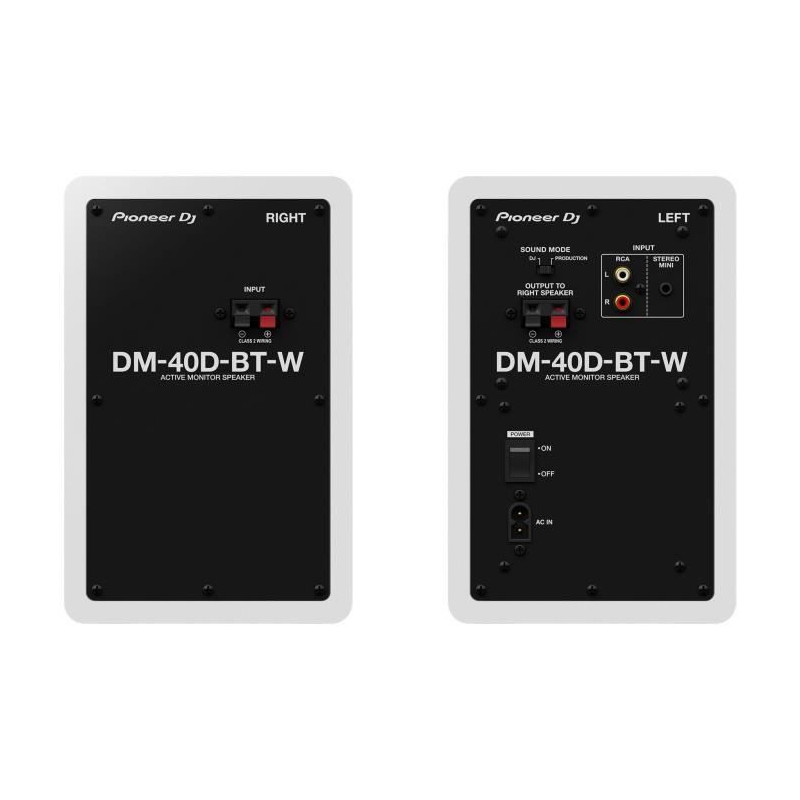 Pair of Pioneer DJ DM-40D-BT-W monitoring speakers - Bluetooth - Bass