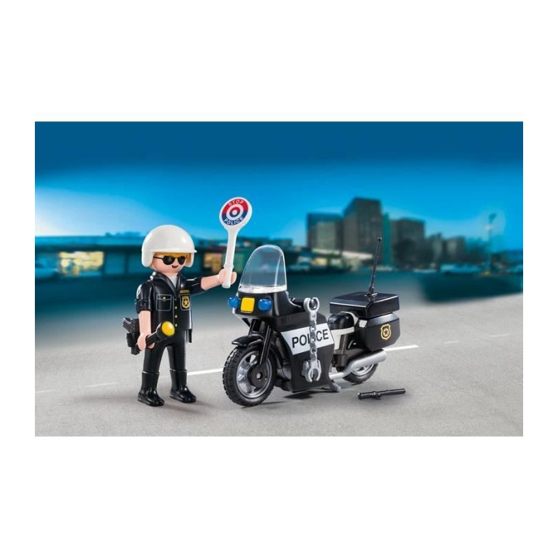 PLAYMOBIL - Police Biker Suitcase - Boy - 13 pieces - From 4 years old