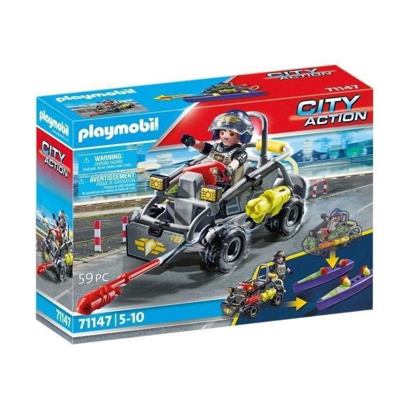 PLAYMOBIL 71147 Transformable Bandit Quad, Police Elite Unit, City Act