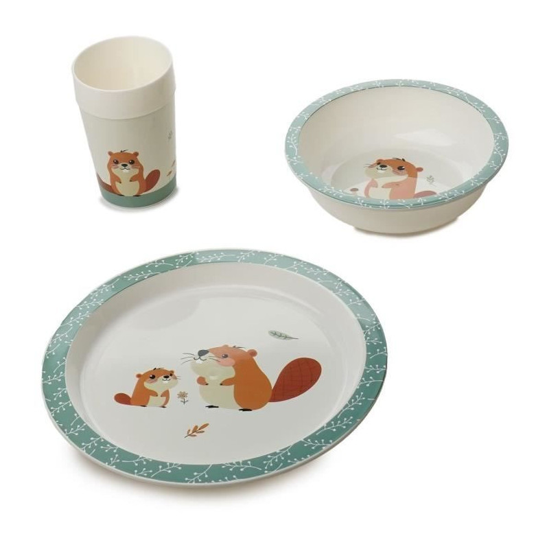 My first microwave meal set - THERMOBABY - Castor - Plate, bowl, cup