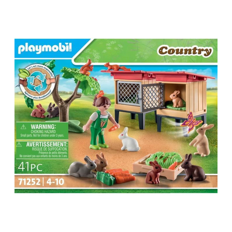 Playmobil - 71252 - Country the farm - Child with enclosure and rabbit