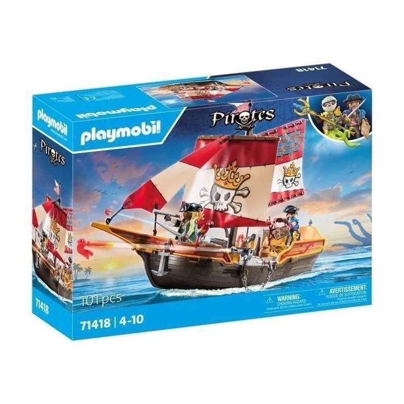 PLAYMOBIL 71318 Pirate Rowboat - Pirates - With two characters, two ca