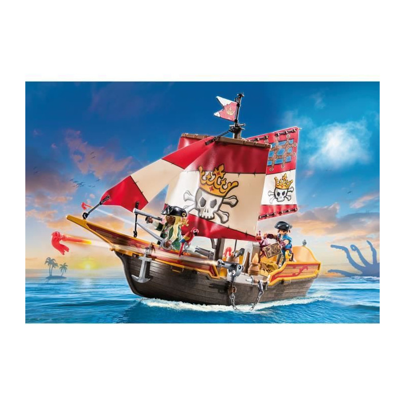 PLAYMOBIL 71318 Pirate Rowboat - Pirates - With two characters, two ca