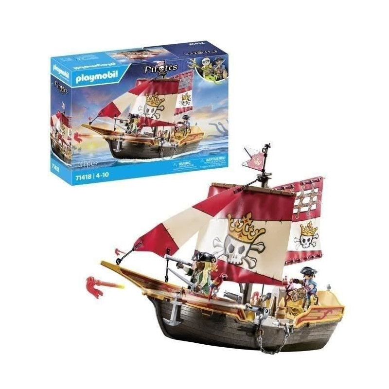 PLAYMOBIL 71318 Pirate Rowboat - Pirates - With two characters, two ca