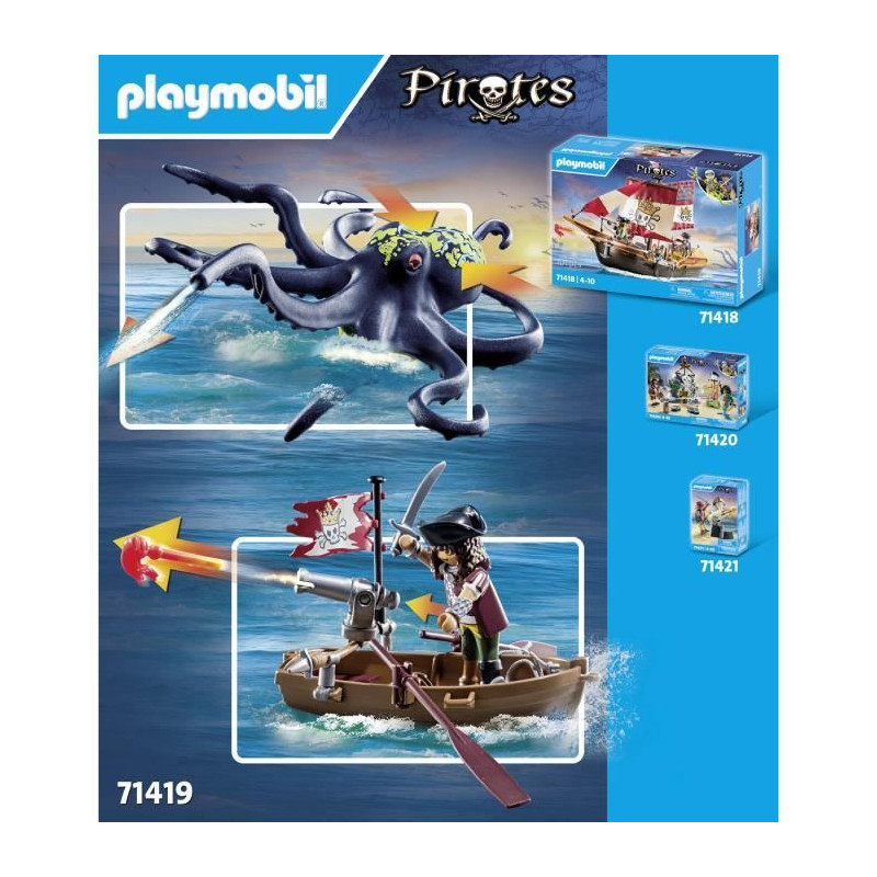 PLAYMOBIL 71419 Pirate with giant octopus - Pirates - With a pirate, a