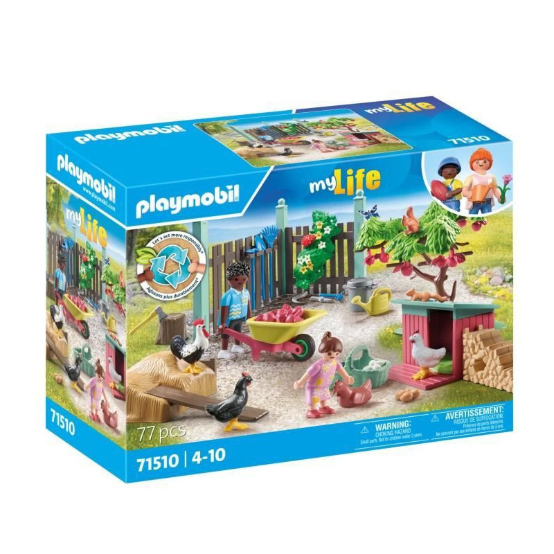 PLAYMOBIL 71510 Chicken coop and garden, My Life, 77 pieces, Ages 4 an