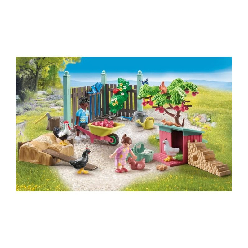 PLAYMOBIL 71510 Chicken coop and garden, My Life, 77 pieces, Ages 4 an
