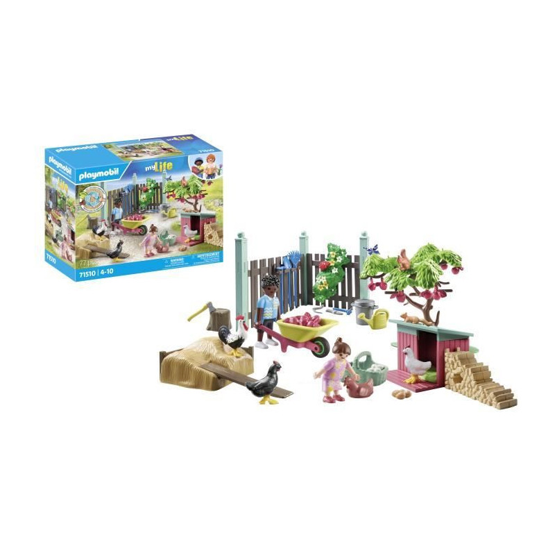 PLAYMOBIL 71510 Chicken coop and garden, My Life, 77 pieces, Ages 4 an