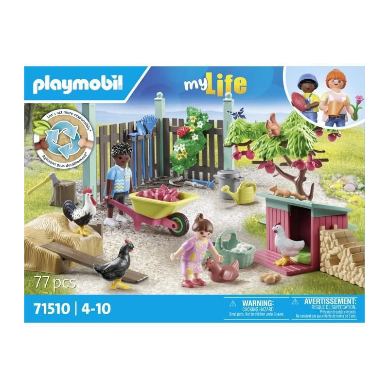 PLAYMOBIL 71510 Chicken coop and garden, My Life, 77 pieces, Ages 4 an