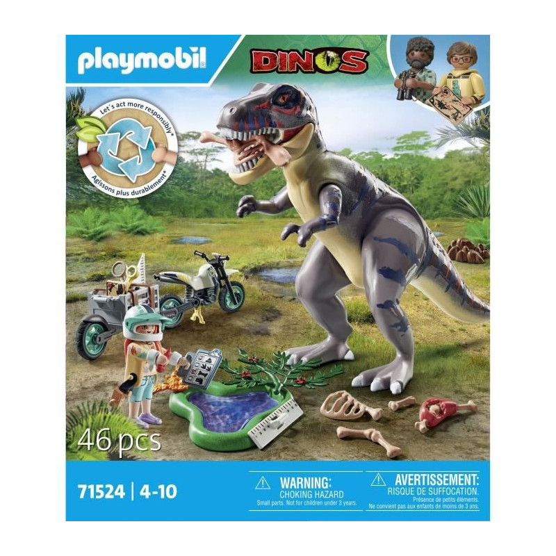 PLAYMOBIL 71524 Explorer with Motorcycle and Tyrannosaurus