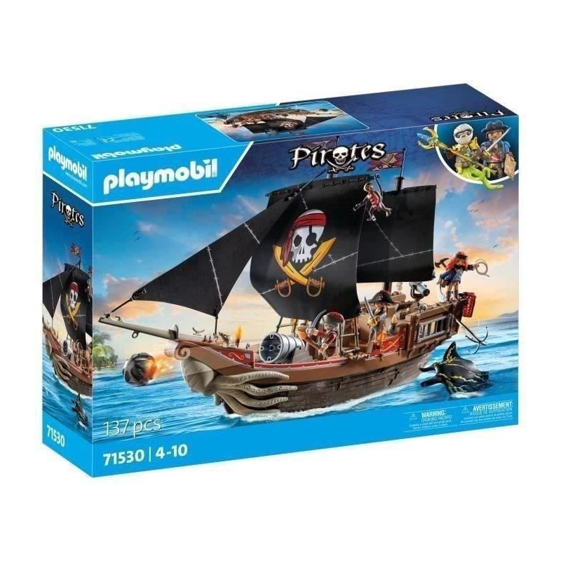 PLAYMOBIL 71530 Pirate Ship, 137 pieces including 3 characters and 4 a