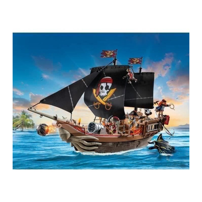 PLAYMOBIL 71530 Pirate Ship, 137 pieces including 3 characters and 4 a