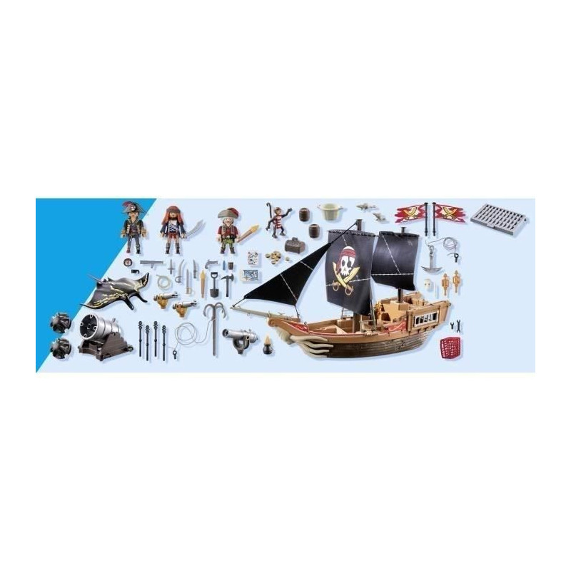 PLAYMOBIL 71530 Pirate Ship, 137 pieces including 3 characters and 4 a