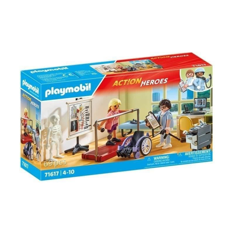 PLAYMOBIL 71617 Physiotherapy Workshop, Hospital, Action Heroes, 69 pi