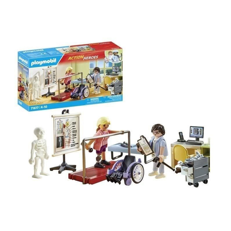 PLAYMOBIL 71617 Physiotherapy Workshop, Hospital, Action Heroes, 69 pi