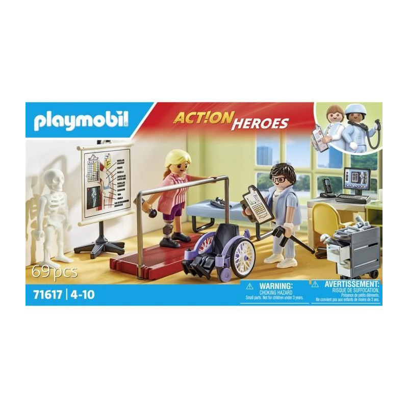 PLAYMOBIL 71617 Physiotherapy Workshop, Hospital, Action Heroes, 69 pi